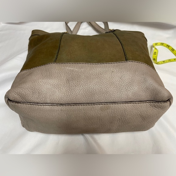 Fossil Tote Large Bag Purse Handbag Pebbled Two-Tone Brown Leather - Picture 10 of 17